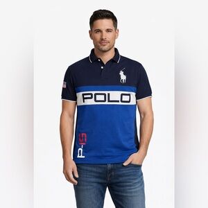 Ralph Lauren Polo P-15 Big Pony Navy Blue Custom Slim Fit Polo SZ M